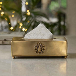 Cubierta para Caja de Pañuelos Negra con Diseño de Hoja de Helecho en Metal Plateado - Product Image 6
