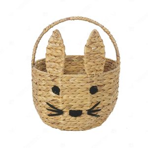 Panier de rangement vintage BUNNY TOTE géométrique pour Pâques, en jonc de mer et rotin, écologique, pour la décoration intérieure et l'utilisation quotidienne en pique-nique - Product Image 4