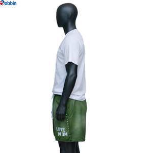 Conjunto de Shorts para Hombre con Lavado Ácido, Shorts Verdes Vintage con Estampado 'Love Mom', Secado Rápido, Ropa Casual de Verano, Tejido de Punto - Product Image 1
