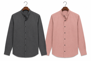 เสื้อเชิ้ตผู้ชายพรีเมียม 140 GSM คอจีน แบบเป็นทางการ |   เสื้อเชิ้ตแขนยาวผ้าฝ้ายแท้ 100% ย้อมเส้นด้ายทั้งตัว ระบายอากาศได้ดี ผลิตตามแบบ ODM - Product Image 1