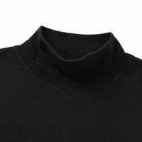 Kaos Wanita Lengan Pendek Kerah Tinggi Longgar Model Drop Shoulder Bahan Katun/Elastane Rajut Polos Kasual Ramah Lingkungan Streetwear