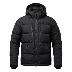 Chaqueta Acolchada con Capucha para Hombre, Negra, Abrigo de Invierno Cálido y Acolchado, Ligero, Impermeable, Reversible, con Logotipo Frontal One Apex - Product Image 1