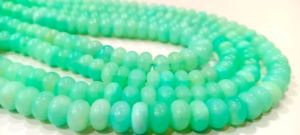Cuentas de Calcedonia Verde Peruana Natural en Forma de Rondelle de 8-9mm Lisas para la Fabricación de Joyas, Se Venden por Hilo de 8 Pulgadas de Largo - Product Image 3