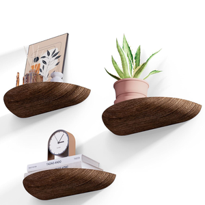 Estantes Flotantes de Madera Maciza Smart Art para Pared, Estantes Colgantes Semicirculares para Almacenamiento en Pared, Decoración de Pared para Habitación, Juego de 2 - Product Image 3