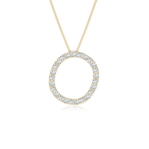 Colgante de Círculo Abierto con Diamante Cultivado en Laboratorio de Corte de Lujo, Oro de 10K, 14K, 18K, Plata 925, 935, Chapado en Rodio, para Compromiso, Boda, Aniversario - Product Image 4