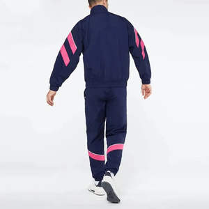 Wholesale Rhino Fitness Men's Navy <b>Pink</b> Color Block <b>Tracksuit</b> Full Sleeve Half-Zip Sporty Style Breathable Polyester Autumn Wear - Product Image 5
