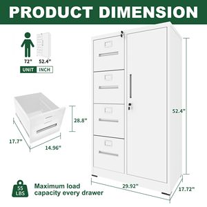 Metal Vertical <b>Storage</b> <b>File</b> Cabinet with Lock Steel 4-Drawer 1-Door Locker for School Living Room Bedroom - Product Image 5