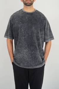 T-shirt homme délavé à l'acide, coupe ample, en coton vieilli, style vintage - Product Image 3