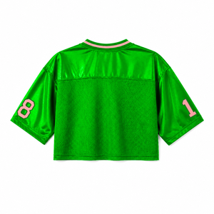 T-shirt personnalisé Alpha Kapa Alpha Sorority à col en V, couleur unie, manches courtes, vert et rose, style décontracté pour femme, en maille polyester - Product Image 3