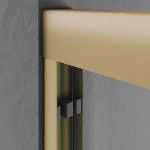 Porte de douche en verre trempé transparent certifié SGCC ANSI 56-60 po. W X 62 po. Porte double semi-sans cadre en or brossé H - Product Image 2