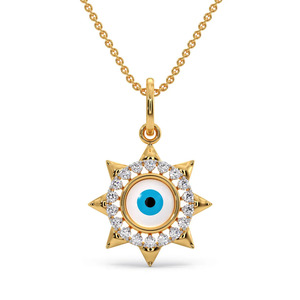 Colgante Halo de Diamantes Sunburst y Collar Mangalsutra Tradicional con Cuentas - Product Image 1