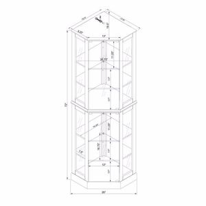 Vetrina Angolare a 6 Ripiani in Noce con Luci, Specchi e Ripiani Regolabili, Lampadine E26 Non Incluse - Product Image 5