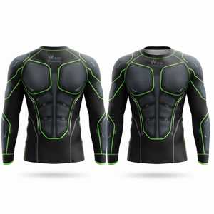 Rashguard Homme Personnalisé de Haute Qualité à Impression Numérique, Manches Longues, Tissu Respirant Spandex/Polyester pour Tenue de Fitness en Extérieur - Product Image 1