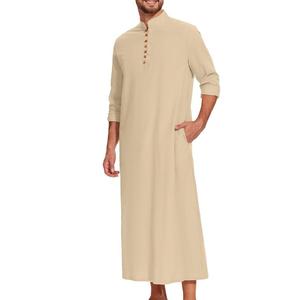 Túnica Blanca Thobe Thawb Qatar Dubai para Hombre con Costuras Elegantes, Ropa Musulmana Islámica, Thobe Jubba Kaftan Abaya para Hombre - Product Image 2