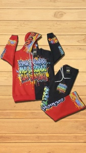 Custom Sweat Jogger Stacked Pants <b>Set</b> Tracksuits 2 Pc Sweatsuits Distressed <b>Embroidery</b> Hoodie and Flared Sweatpants <b>Sets</b> for Men - Product Image 2