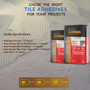 Adhésif pour carrelage LOVARA à base de mortier cimentaire - Durable, écologique, sable fin, additifs spéciaux pour une forte adhérence, construction - Product Image 2