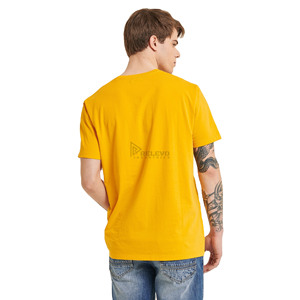 Camiseta amarilla premium de algodón de 210 g/m² para hombre, cuello redondo, ropa casual masculina de alta calidad, camiseta grande para hombre - Product Image 4
