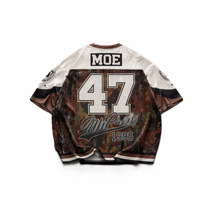 Camiseta de Fútbol Americano Personalizada OEM, Retro, Vintage, Holgada, Estilo Urbano, Manga Corta, Transpirable, Cuello en V, de Poliéster - Product Image 2