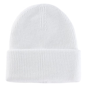 Bonnet en tricot blanc unisexe pour adulte, bonnet d'hiver décontracté, couleur unie, 100% acrylique, design côtelé, coupe confortable, 56-58 cm - Product Image 1