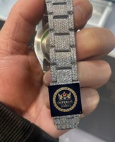 Montre mécanique unisexe de luxe Imperial Jewels en acier inoxydable, verre analogique, bracelet 18 mm, fermoir déployant, lumineuse, style Hip Hop