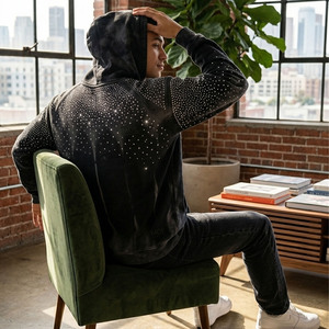 Sudaderas con Capucha Personalizadas de Alta Calidad con Degradado de Diamantes de Imitación, Estilo Urbano Oversize, 100% Algodón Felpa, Fabricación OEM a Granel - Product Image 5