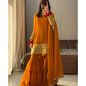 ชุดปาร์ตี้สวยสวมด้านบนและพลาสโซ่กับแฟนซี dupatta สำหรับชุดพรหม - Product Image 2