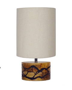 Lampe de table en bois fractal antique, abat-jour tambour, artisanale unique, pour chambre, bureau, décoration intérieure, vente en gros, OEM - Product Image 1