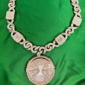 Custom Iced Out <b>Hourglass</b> Pendant Spinning Heavy Charm Custom Letters VVS Moissanite Huge Hip Hop Pendant for Men Jewelry - Product Image 1