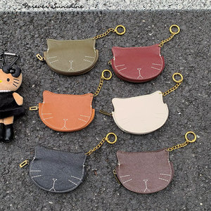 High Quality Top Class Women Mini <b>Cute</b> Cat Shaped PU Leather Gold Chain Keyring Small Vintage Organizer Coin <b>Purse</b> Bulk - Product Image 5
