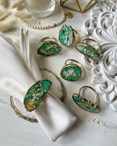 Marbled Resin Dinner Napkin Ring Resin Pearl Finish Napkin Ring - Product Image 2