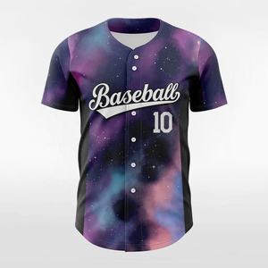 Maillot de baseball imprimé OEM, motif galaxie, sublimé, 100 % polyester respirant, unisexe adulte, manches courtes, boutons sur le devant, tenue d'équipe - Product Image 3