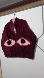 Handmade Velvet Jacket, Boho Suzani Style Eye Design Handmade Floral Suzani Jacket <b>Unique</b> <b>Gift</b> <b>For</b> <b>Her</b> - Product Image 5
