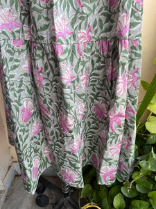 ชุดราตรียาวคอตตอนพิมพ์ลายดอกไม้, เดรสแขนกุดปรับได้สไตล์ลำลอง - Product Image 5