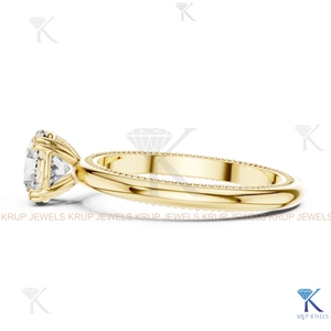 Round Brilliant Cut Diamond Solitaire Engagement <b>Ring</b> In Yellow Gold Classic Style Women's Jewelry - Product Image 3