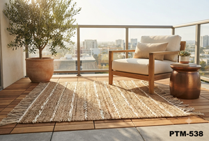 พรมปูพื้นกลางแจ้งลายทางสไตล์โบฮีเมียน ทอแบบแบน ด้านหลังกันลื่น PTM-538 - Product Image 1
