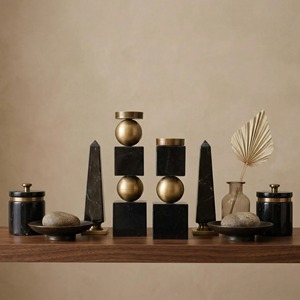 Modern Abstract Black And Gold Candle Holders Elegant <b>Table</b> Centerpieces Perfect For Contemporary Home Interiors And Gifting - Product Image 3