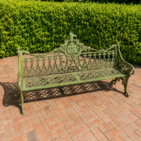 Banc de jardin antique en fonte, orné, en métal vert, pour patio extérieur, parc, mobilier décoratif vintage, style premium