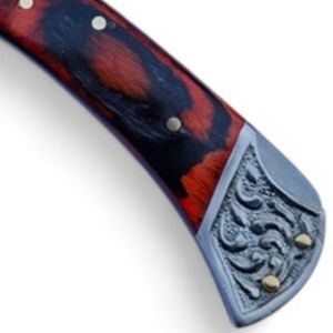 Cuchillos Plegables de Acero de Damasco Premium, Hechos a Mano, con Hoja Afilada y Funda de Cuero, Mango Ergonómico para Caza, Camping y Uso al Aire Libre - Product Image 5