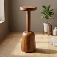 Table d'appoint en bois moderne, plateau rond, design minimaliste fait main, meubles de salon, finition bois foncé