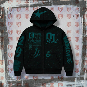 Sudadera con capucha de algodón 100% para hombre, estilo vintage, corte regular, con efecto desgastado y parches, ideal para invierno, con letras. - Product Image 1