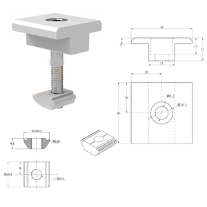 Abrazadera Central para Panel Solar de 40 mm, Aluminio Anodizado AL6005-T6, Soporte de Montaje Solar, Abrazadera Intermedia con Perno SUS304 - Product Image 3