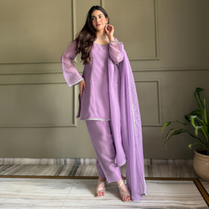 ชุดฟาร์ชี ซัลวาร์ สำหรับเทศกาลอีด ผ้าไหมเนื้อนุ่ม พร้อมงานปักซีรอสกี ชุดเสื้อพร้อมผ้าคลุมไหล่ ซัลวาร์พร้อมสวมใส่ - Product Image 1