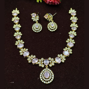 Ensemble collier et boucles d'oreilles pour femme JeweleMarket, plaqué or, avec cristaux et strass, style ethnique, pour mariage, fiançailles, anniversaire, cadeau, Maharashtra - Product Image 3