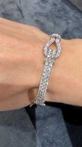 Bracelet à fermoir en diamants de laboratoire 8 carats Apricot Jewels, style tennis de luxe, or blanc 14 carats, certifié IGI, unisexe - Product Image 4