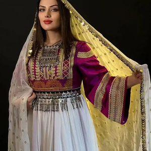 Robes Afgani Kuchi élégantes à manches longues, tissu doux de haute qualité, style ethnique, broderie artisanale, miroir, robes Afgani Kuchi - Product Image 5