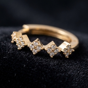 Geometric Square Cluster Huggie Hoop <b>Earrings</b> Round Cut Lab Grown Diamonds in a Stylish Kite Station Design <b>Earrings</b> RAAMAA - Product Image 1