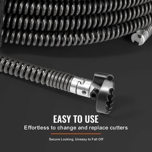 Cavo Professionale per Pulizia Scarichi da 66 FT x 5/8 Pollici con 7 Frese, Pulitore Sezionale Cavo da 0,8-3,9 Pollici per Tubi e Scarichi - Product Image 5