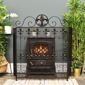 Protector de Chimenea Metálico Fleur De Lis, de Tres Paneles Plegables, Malla Antichispas, Resistente al Calor, Diseño Clásico - Product Image 2