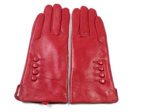 Guantes de piel de oveja rojos de moda, estilo opera, sin forro, para invierno, fiestas al aire libre, para mujer, uso casual. - Product Image 2