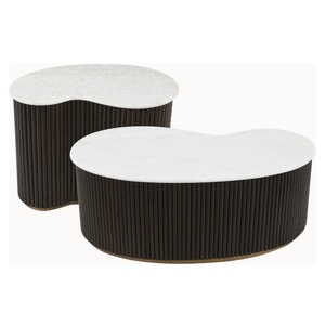 Modern Eco-Friendly Marble Top <b>Coffee</b> <b>Table</b> <b>Set</b> with Wood Frame <b>Nesting</b> Design for Living Room and Hotel Furniture - Product Image 4